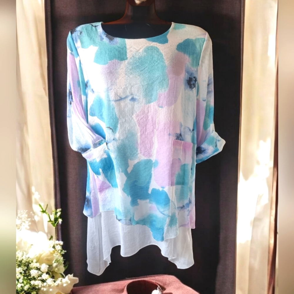 🆕️ Alina's Exclusives Layered Asymmetrical Hem Tunic Top